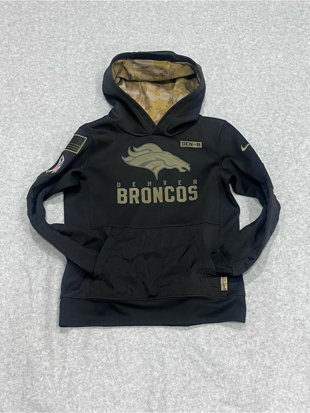Nike Denver Broncos Salute To Service Army NFL Black Hoodie Size Youth Small